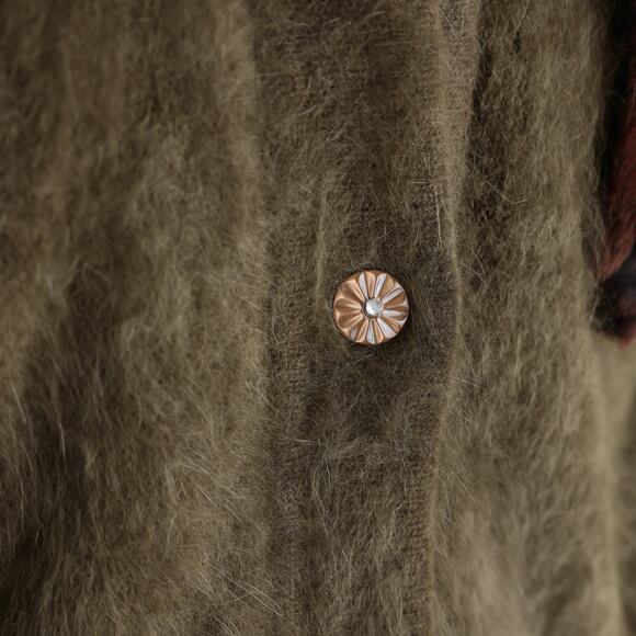 Women's Vintage Green Angora Rabbit Sweater W/ Imitation Fox - M - Picture 10 of 11